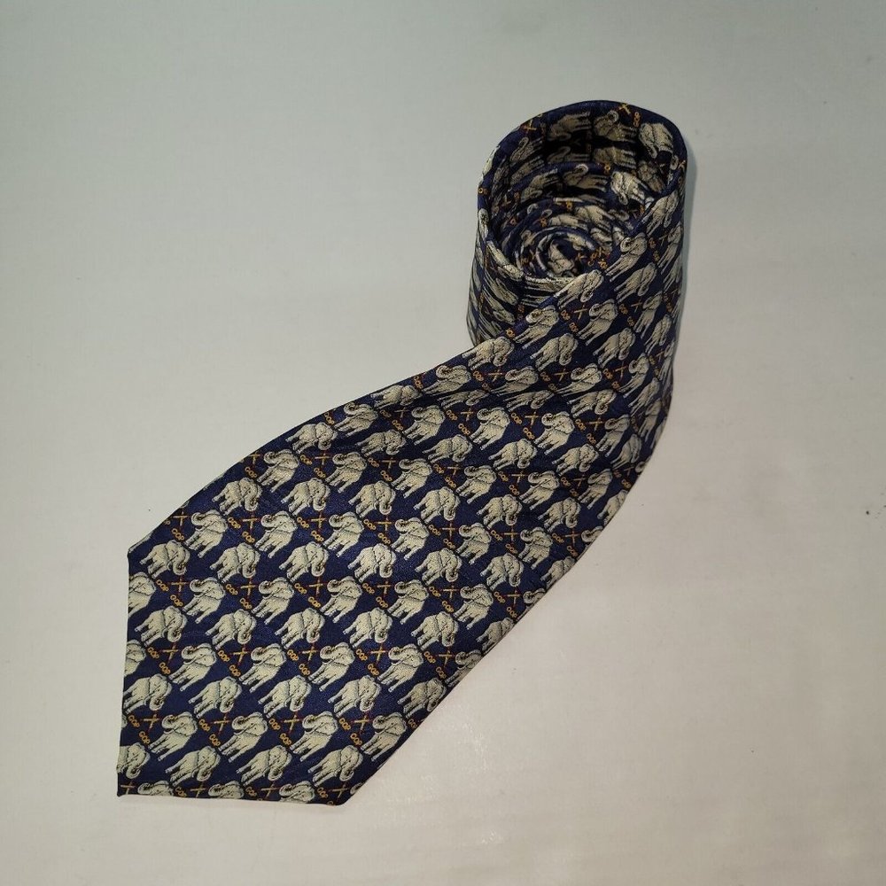 Museum Artifacts Tie‎ Men Necktie Silk Elephant Print GOP Political Handmade